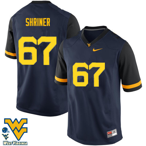 Men #67 Alec Shriner West Virginia Mountaineers College Football Jerseys-Navy